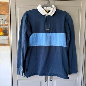 Krooked‎ Men's Eyes Collared Long Sleeves Rugby Shirt,Navy Blue,S